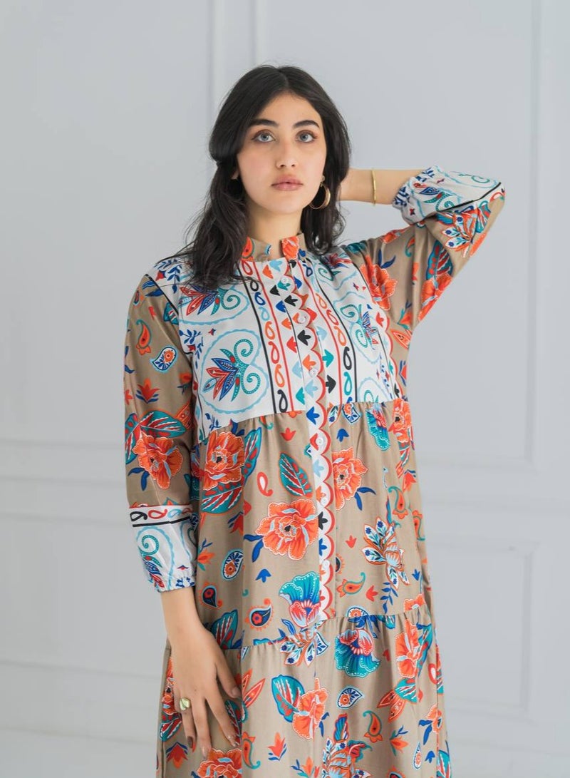 AFandina Floral galabiya, a look that combines authenticity and natural beauty A-355 - Image 2