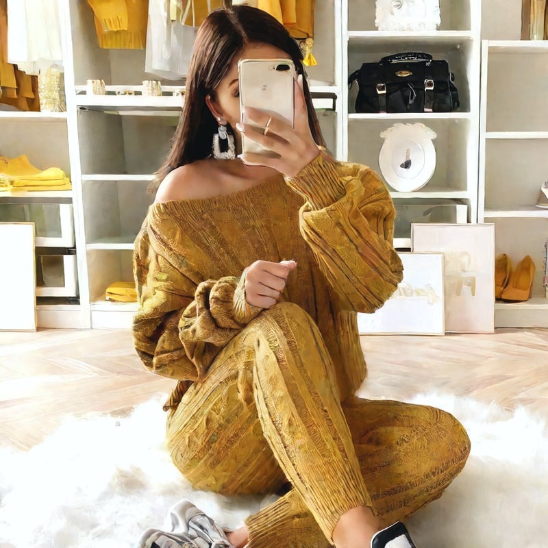 Women's Sweater Set, Fashion Knitwear Pullover - Image 2