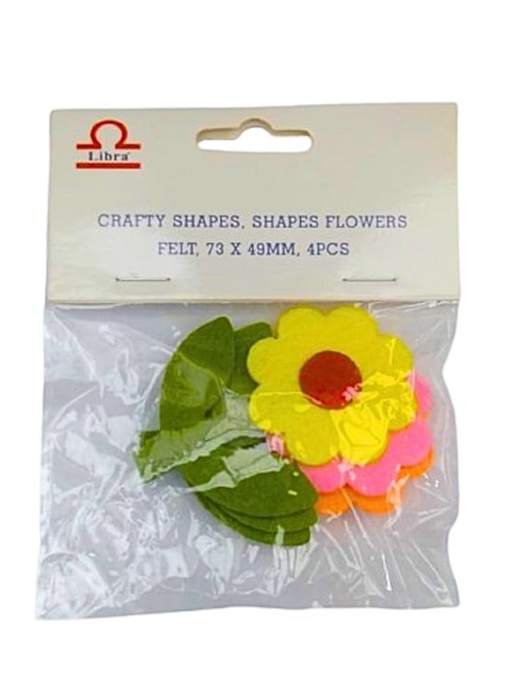 Libra CRAFTY SHAPES FLOWERS SHAPES FELT 73X49MM (PACK OF 4PCS) - Image 2