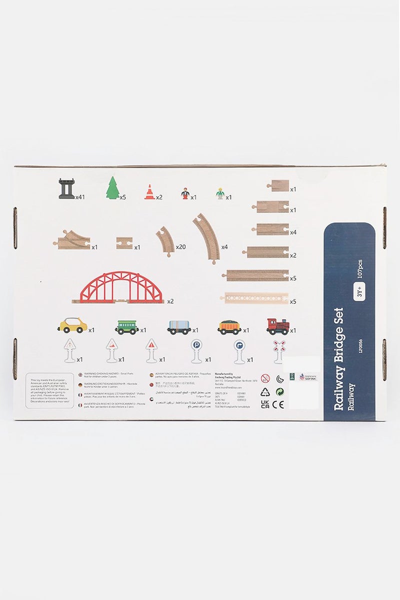 Leo & Friends 107 Pieces Railway Building Set, Brown and Red and Green Combo  - Image 2