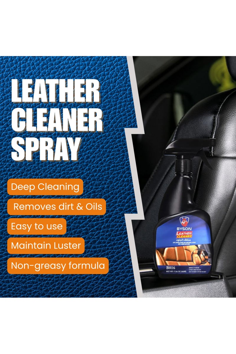 BYSON رذاذ منظف الجلد لمقاعد السيارات والمفروشات - تركيبة تنظيف عميق وتكييف للجلود الداخلية، عناية غير دهنية للجلود للسيارات، الحقائب، الأثاث والمزيد - Image 2