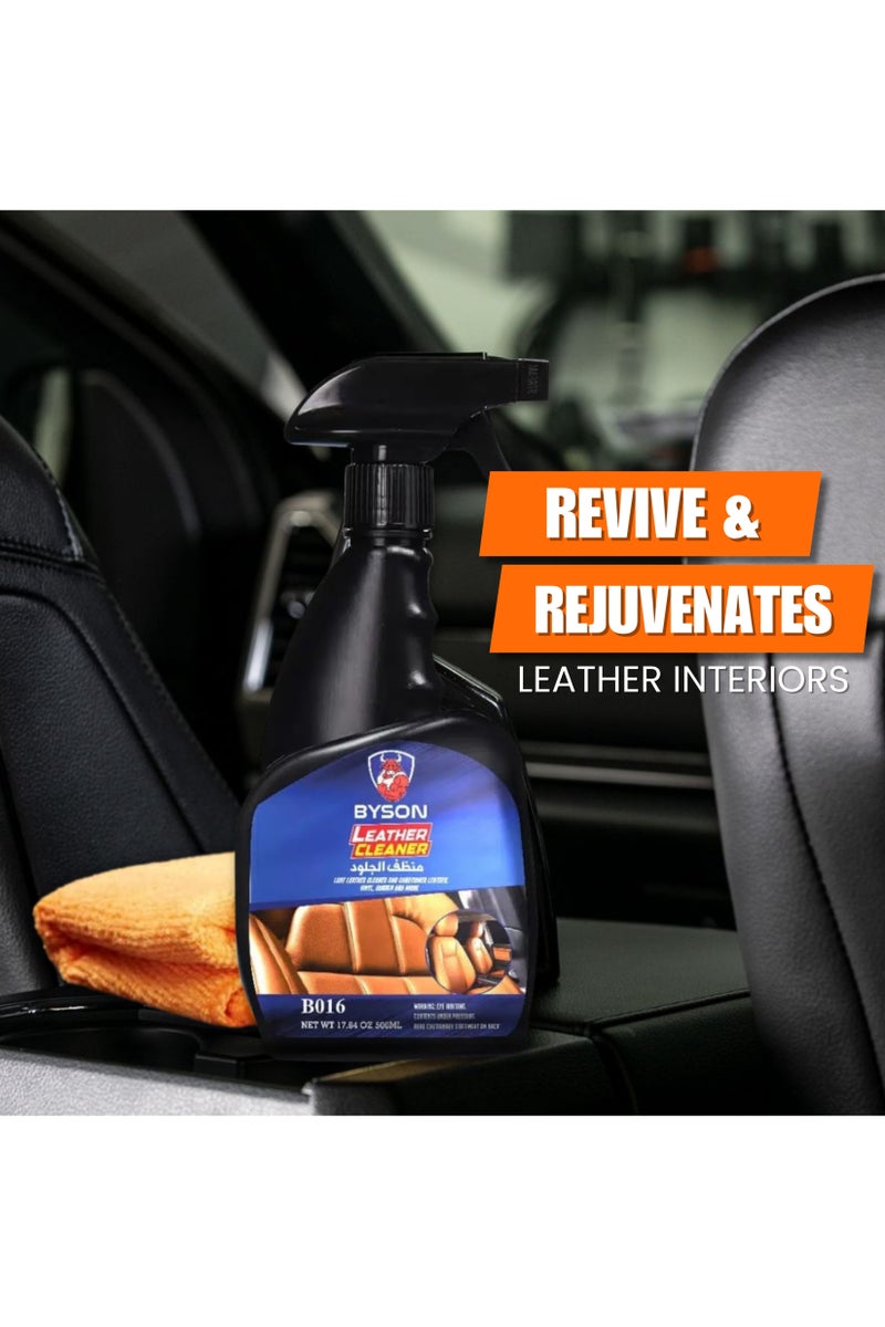 BYSON رذاذ منظف الجلد لمقاعد السيارات والمفروشات - تركيبة تنظيف عميق وتكييف للجلود الداخلية، عناية غير دهنية للجلود للسيارات، الحقائب، الأثاث والمزيد - Image 3