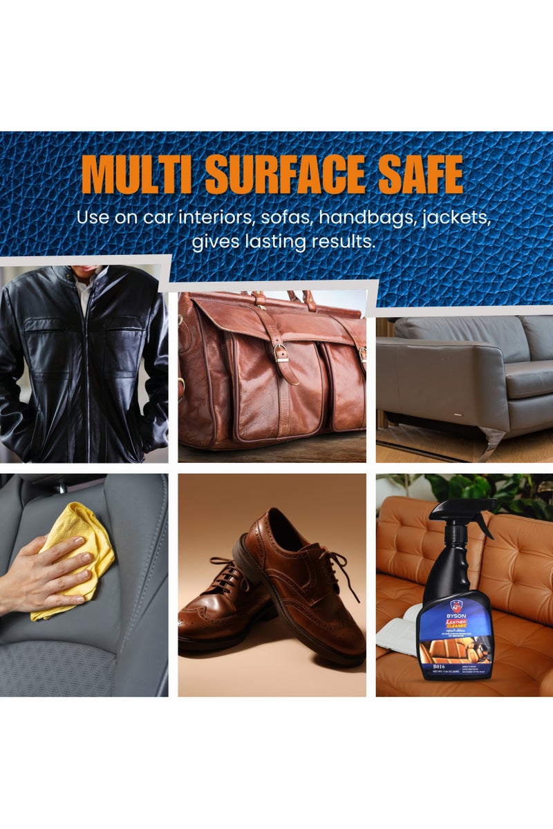 BYSON رذاذ منظف الجلد لمقاعد السيارات والمفروشات - تركيبة تنظيف عميق وتكييف للجلود الداخلية، عناية غير دهنية للجلود للسيارات، الحقائب، الأثاث والمزيد - Image 5