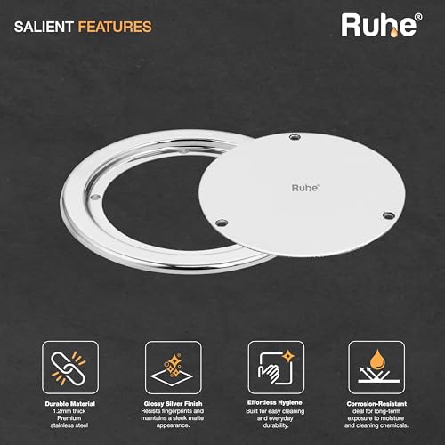 Ruhe® Round Clean Out Jali | Premium Grade Stainless Steel Round Clean Out Floor Drainer/Jali | (5 Inches) | (Pack of 1) - Image 4