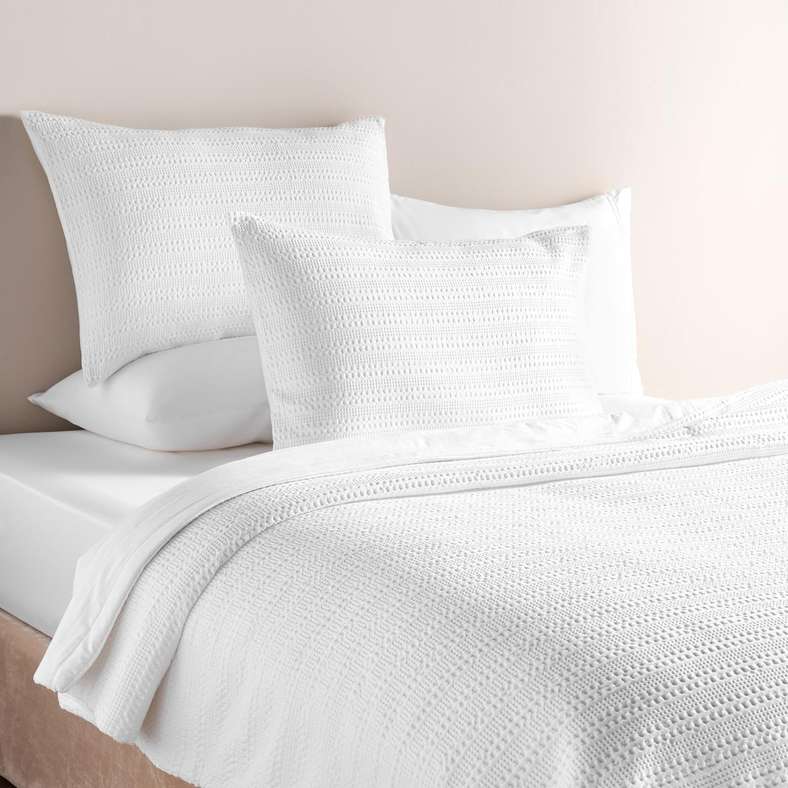 Waffle Stripe 3- piece Quilted Bedspread Set 220x240cm - White