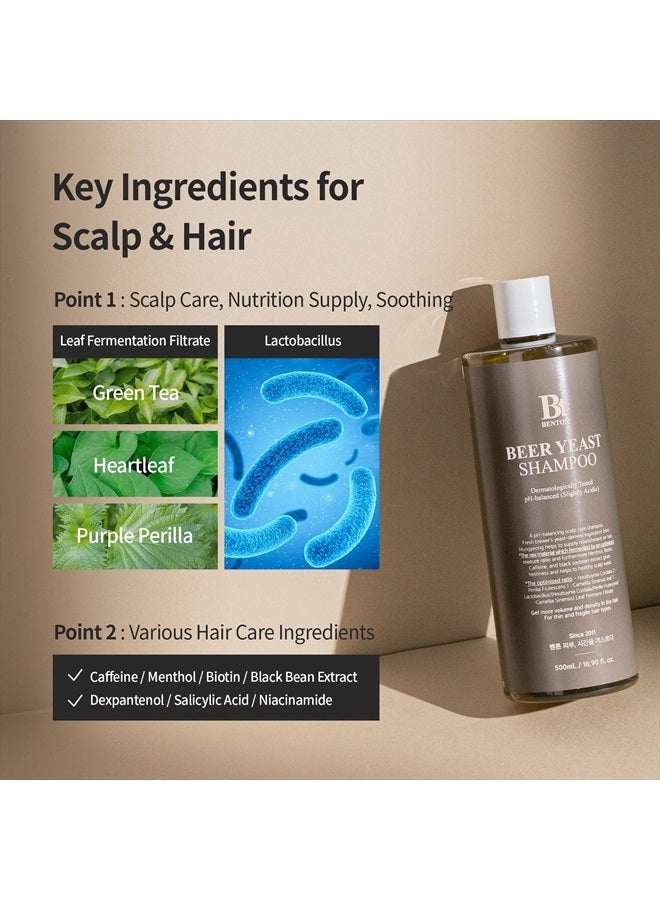 BENTON Beer Yeast Shampoo, Hair Loss Relief Biotin Shampoo for Thinning Hair – Volumizing, Regrowth Therapy, Scalp Calming – Paraben, Sulphate Free - 16.0 fl.oz. - Image 4