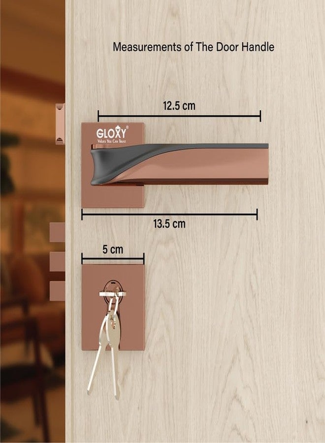 GLOXY Zinc Door Locks for Main Door and Bedroom, Mortise Door Lock Handle Set with 3 Brass Key for Home,Office,Hotel Space Durable Lock Body | Rose Gold & Black Finish (2 Years Warranty) - Image 4