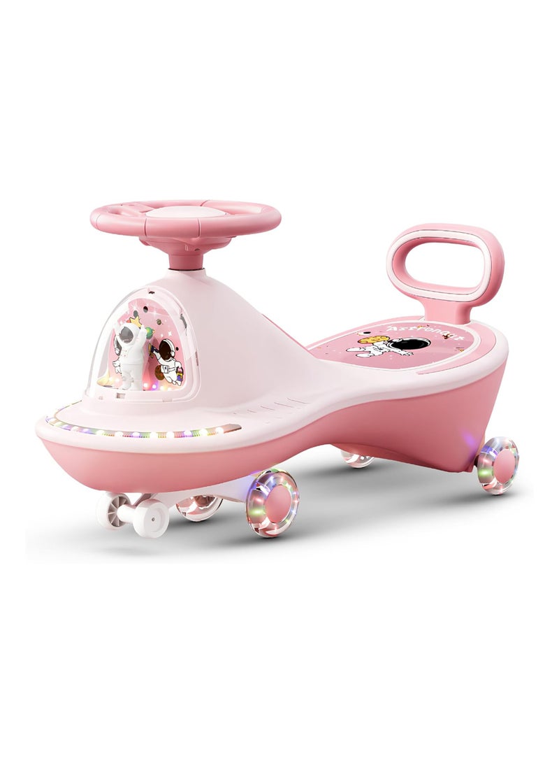 ال بي سيارة أرجوحة للأطفال بطابع فضائي مع عجلات مضيئة وموسيقى - توجيه بزاوية 360 درجة ومسند ظهر وركوب سلس - Image 1