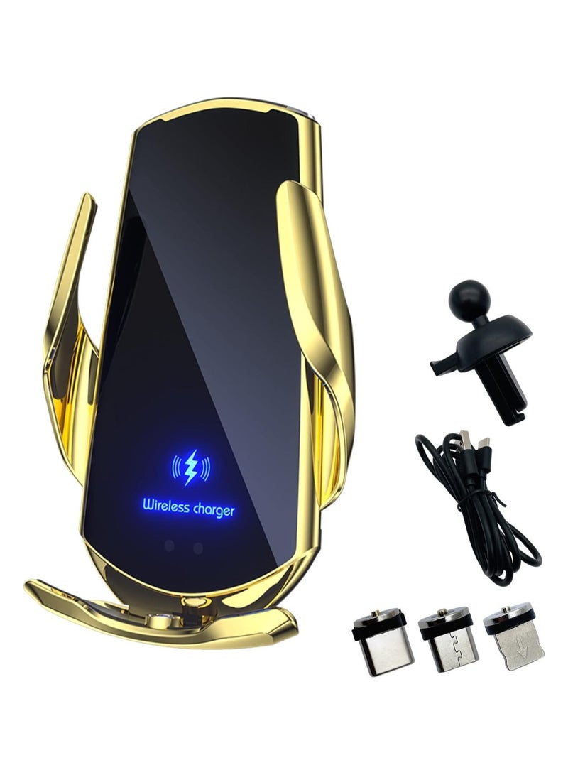 General Wireless Car Charger Automotive Electric Induction 15W Wireless Charger Car Vent Mount Bracket Fast Charging Auto Car Phone Holder Mount Air Vent Phone Holder Silver  - Image 1