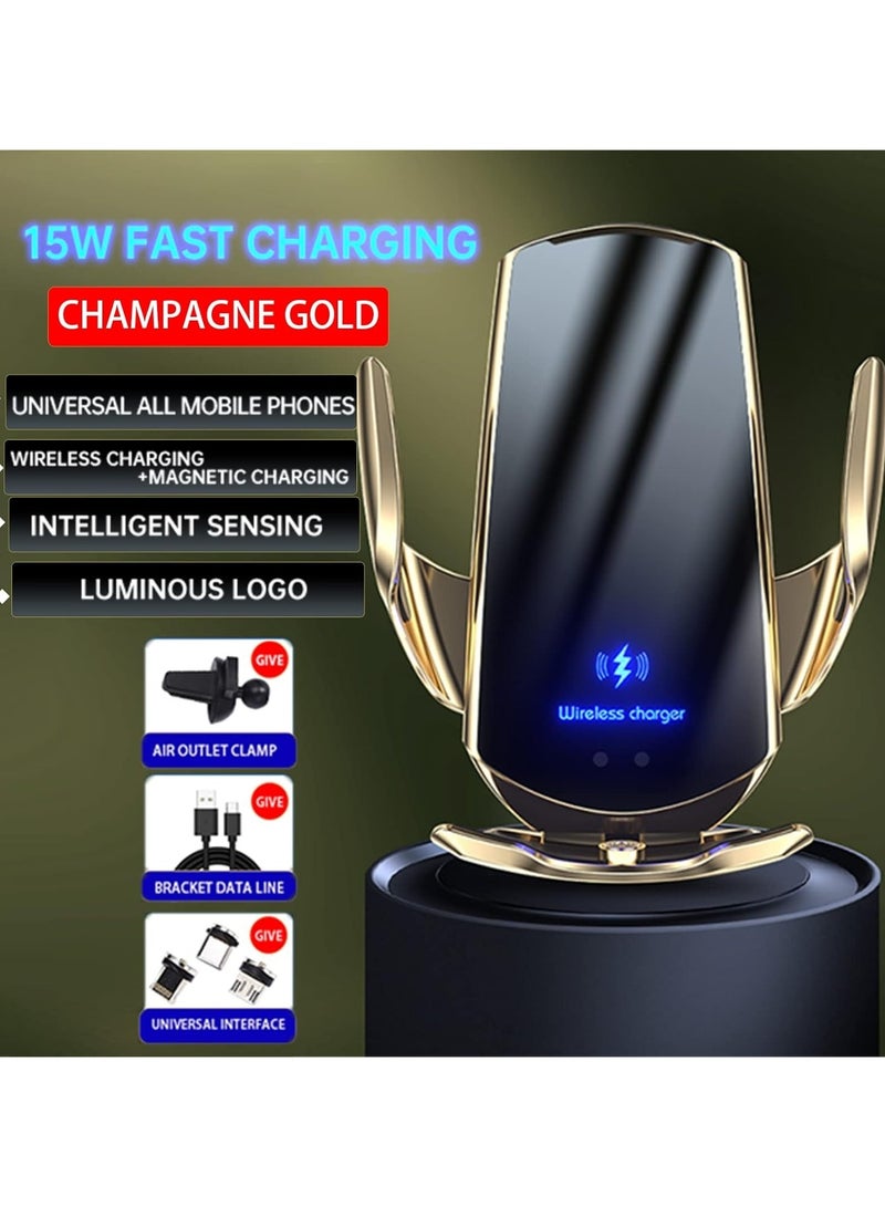 General Wireless Car Charger Automotive Electric Induction 15W Wireless Charger Car Vent Mount Bracket Fast Charging Auto Car Phone Holder Mount Air Vent Phone Holder Silver  - Image 2