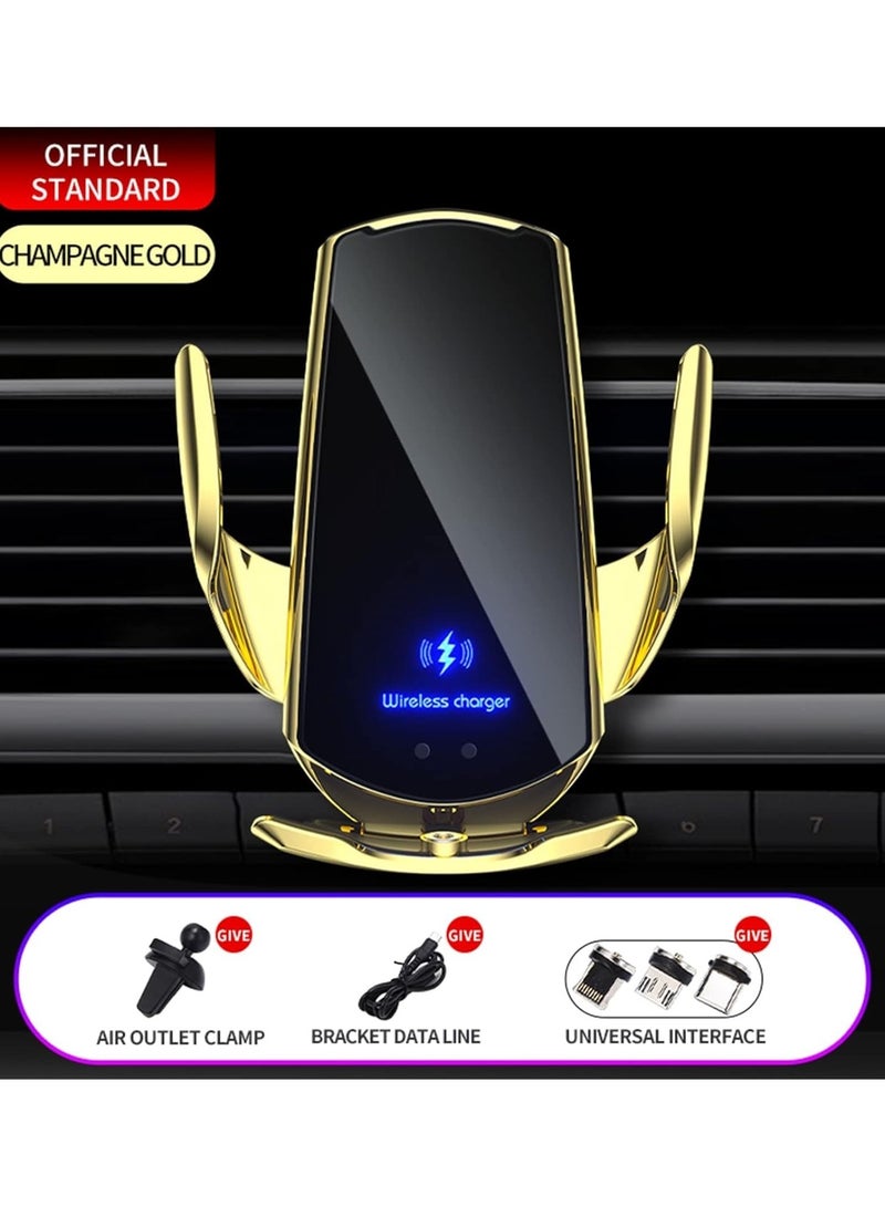 General Wireless Car Charger Automotive Electric Induction 15W Wireless Charger Car Vent Mount Bracket Fast Charging Auto Car Phone Holder Mount Air Vent Phone Holder Silver  - Image 3