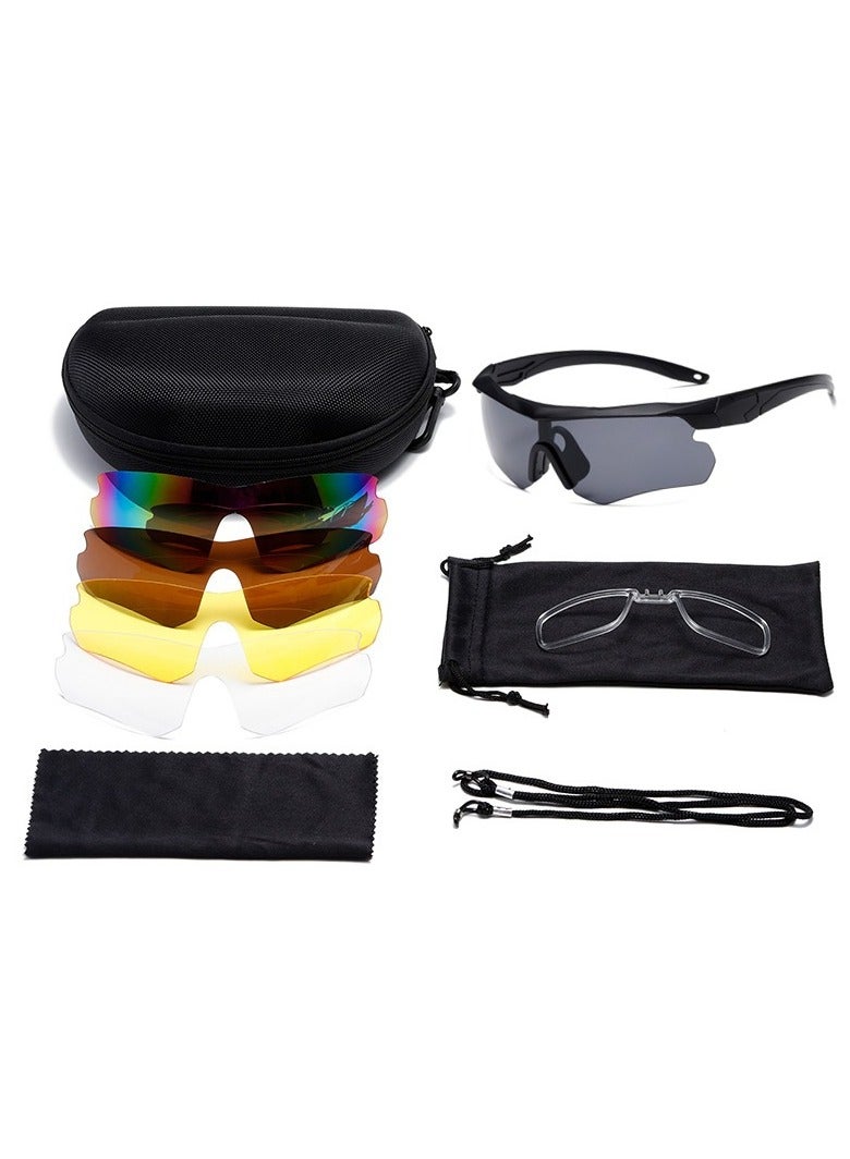 Daisy 10 Piece  Military Sports Goggles Set Bulletproof Army Polarized Eyewear Cycling Driving Goggles Outdoor Half-Frame Sunglasses Replaceable 5-Lens Night Vision Glasses  - Image 1