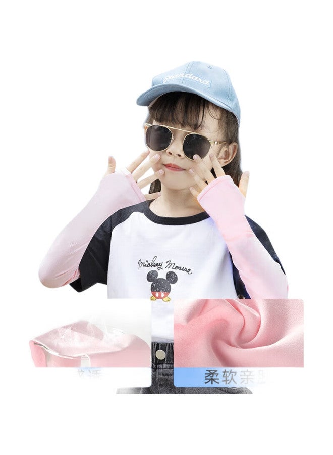 Nailekesi N Children'S Ice Silk Arm Sleeves, Sun Protection Arm Covers, Uv Protection For Boys And Girls 3-14, Sun Protection And Mosquito-Proof, Pink, 1 Pair - Image 3