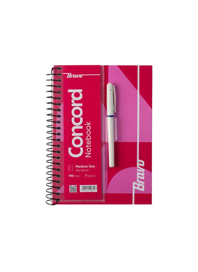 Bravo - New Concord Notebook medium size 165x232mm - 7 Subjects - Pink - Image 1