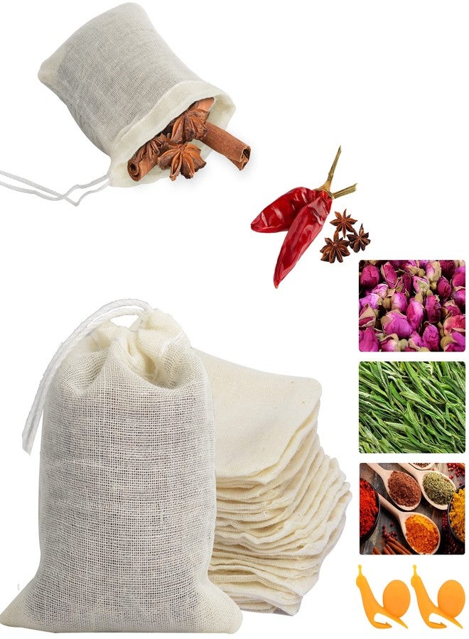 Numola 50Pcs Unbleached Cotton Tea Bags, Reusable Drawstring Tea Bag for Cooking Soup, Empty Natural Organic Tea Infuser Bag for Coffee Tea Bone Broth (3.2 x 2.4 inch) - Image 1