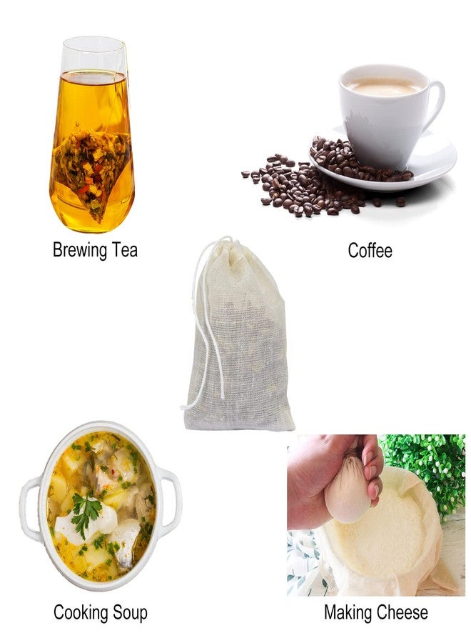 Numola 50Pcs Unbleached Cotton Tea Bags, Reusable Drawstring Tea Bag for Cooking Soup, Empty Natural Organic Tea Infuser Bag for Coffee Tea Bone Broth (3.2 x 2.4 inch) - Image 2