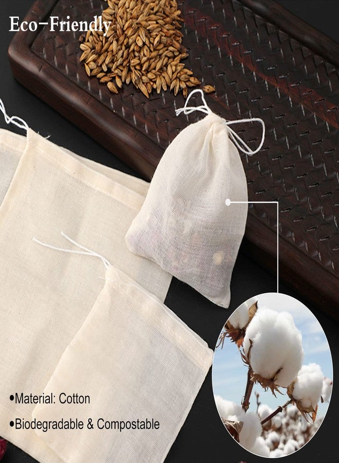 Numola 50Pcs Unbleached Cotton Tea Bags, Reusable Drawstring Tea Bag for Cooking Soup, Empty Natural Organic Tea Infuser Bag for Coffee Tea Bone Broth (3.2 x 2.4 inch) - Image 5