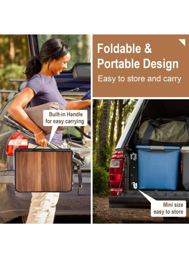 Portable Picnic Camping Table Table 3-Fold Lightweight Folding Table for Outside Picnic Garden Cooking BBQ Fishing Beach Table Size: 90*40cm - Image 3