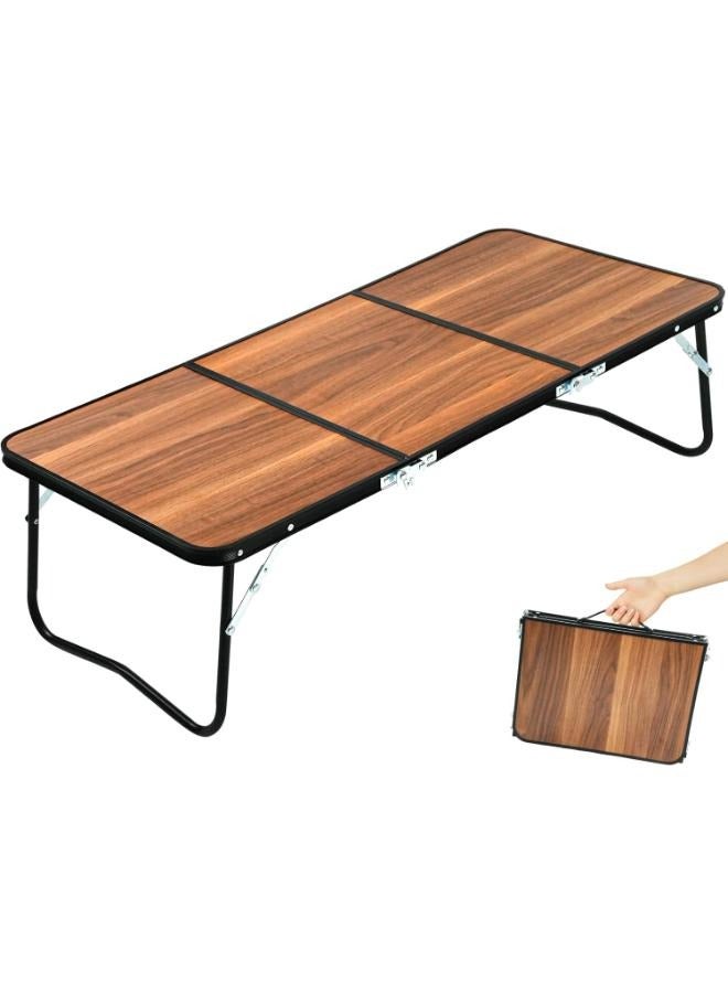 Portable Picnic Camping Table Table 3-Fold Lightweight Folding Table for Outside Picnic Garden Cooking BBQ Fishing Beach Table Size: 90*40cm - Image 1