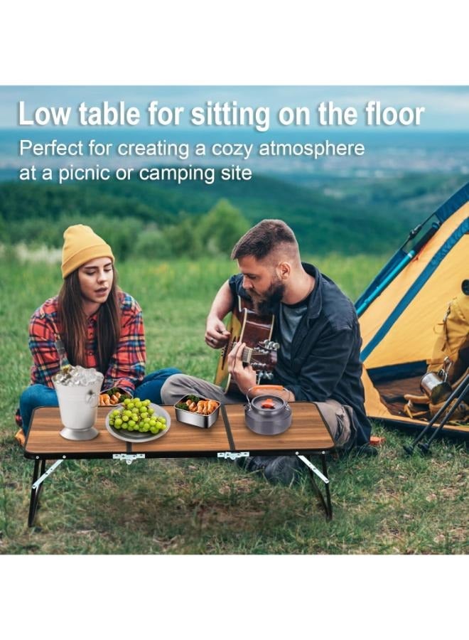 Portable Picnic Camping Table Table 3-Fold Lightweight Folding Table for Outside Picnic Garden Cooking BBQ Fishing Beach Table Size: 90*40cm - Image 4