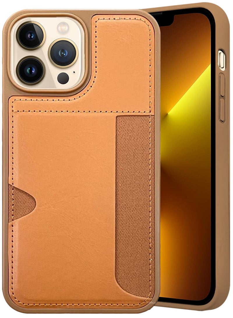 CATANES iPhone 13 Pro Max Case Leather Antifingerprint Cover with Wallet Card Slot Shell, Side Insert Card Holder, Anti Fall Protection - Brown  - Image 4
