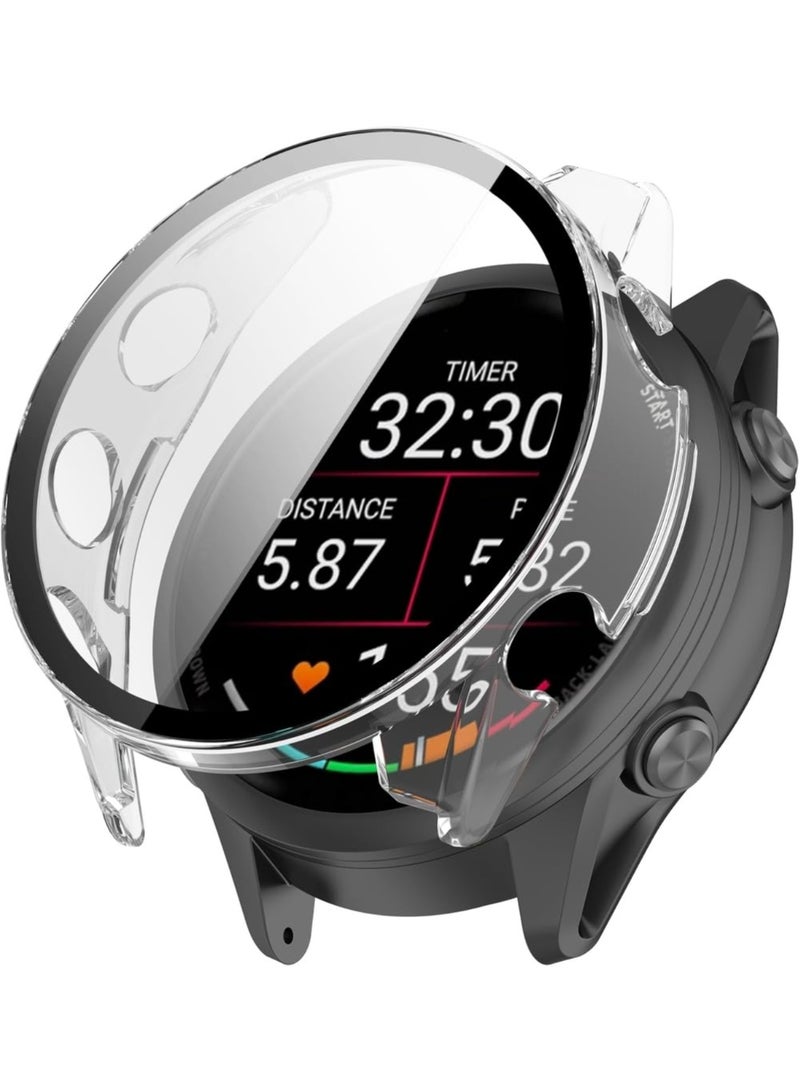 Case with Tempered Glass Screen Protector For Garmin Forerunner 970 47mm, Bumper Full Coverage Protective Hard PC Cases Face Cover for Forerunner 970 47mm Smartwatch Accessories (transparent) - Image 1