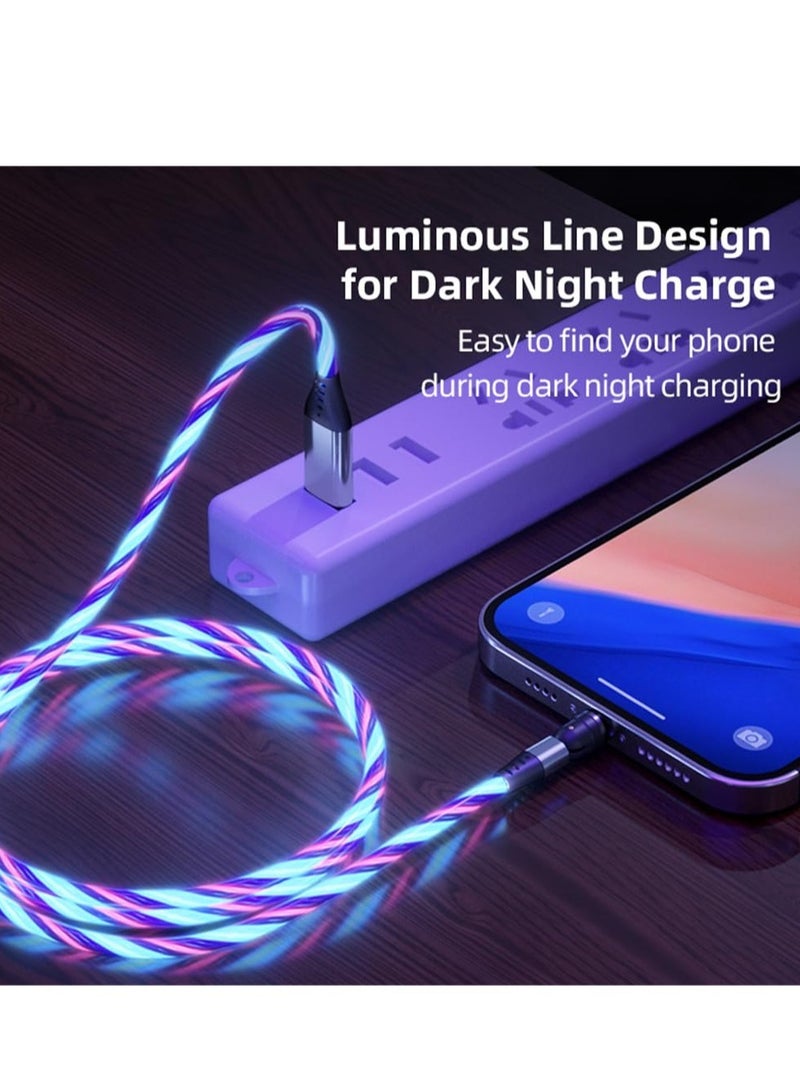 Excefore 3 in 1 Light Up Phone Charger Cable, Type C Streamer Light Magnet Charger Cable, 540 ° Rotating Magnetic Suction USB Cable, Compatible with iPhone and Xiaomi (2 Meter, Blue)  - Image 5