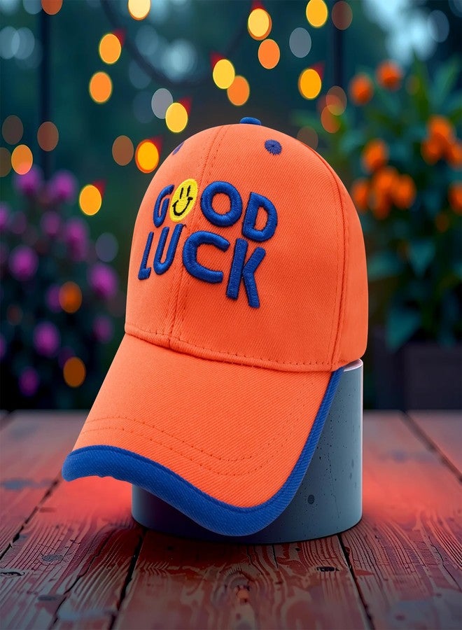 VRITRAZ Polyester Good Print Little Sports Cap for Active Kids, Baby Girls and Boys 3-12 Years (Orange) - Image 3