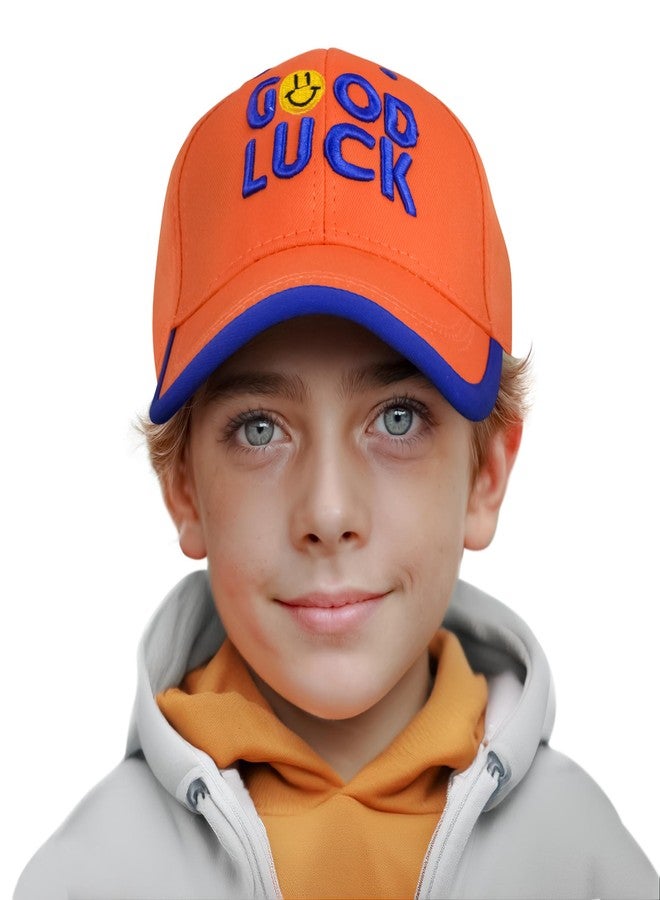 VRITRAZ Polyester Good Print Little Sports Cap for Active Kids, Baby Girls and Boys 3-12 Years (Orange) - Image 2