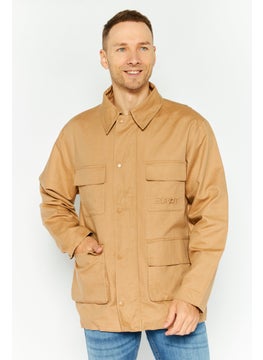 Esprit x Rest and Recreation Men Embroidered Logo Demin Shirt Jacket, Tan  - Image 1