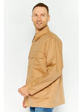 Esprit x Rest and Recreation Men Embroidered Logo Demin Shirt Jacket, Tan  - Image 3