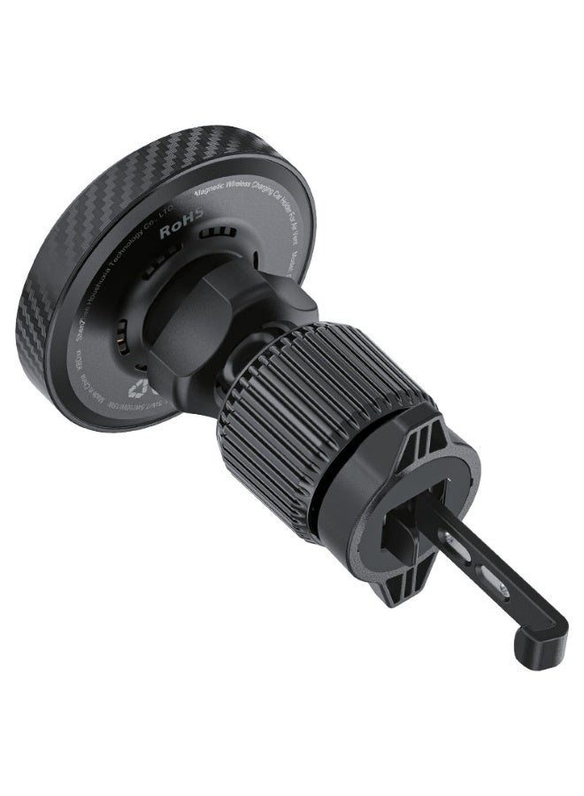 ACEFAST Fast Qi2 Wireless Charger Magnetic Car Holder D33, 10W / 15W Output, Multi-angle Adjustment, Secure Air Vent Hook Clip, Powerful Magnets - Black - Image 2