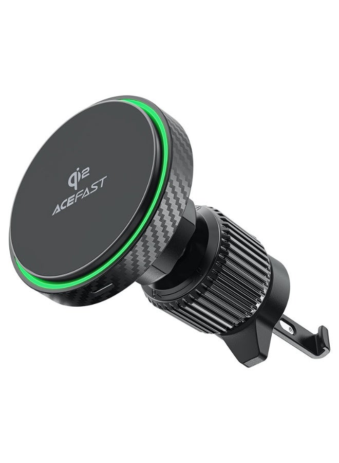 ACEFAST Fast Qi2 Wireless Charger Magnetic Car Holder D33, 10W / 15W Output, Multi-angle Adjustment, Secure Air Vent Hook Clip, Powerful Magnets - Black - Image 1