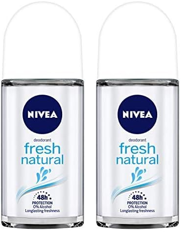 NIVEA Deodorant Roll On Fresh Natural for Unisex 50ml Pack of 2 - Image 1