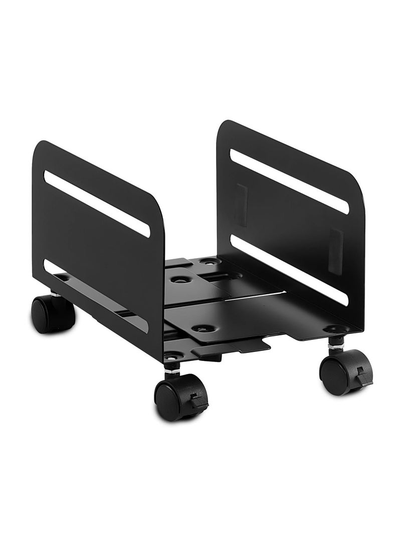 NEWSTAR Mobile CPU Stand – Adjustable Tower Holder 4.7″-8.2″ Widest ATX Case | Supports up to 10 kg | Matte Black Steel Build | Lockable Rolling Casters (2 of 4) - Image 1