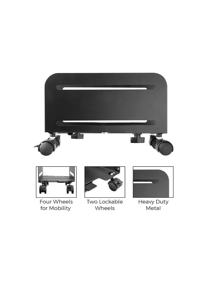 NEWSTAR Mobile CPU Stand – Adjustable Tower Holder 4.7″-8.2″ Widest ATX Case | Supports up to 10 kg | Matte Black Steel Build | Lockable Rolling Casters (2 of 4) - Image 5