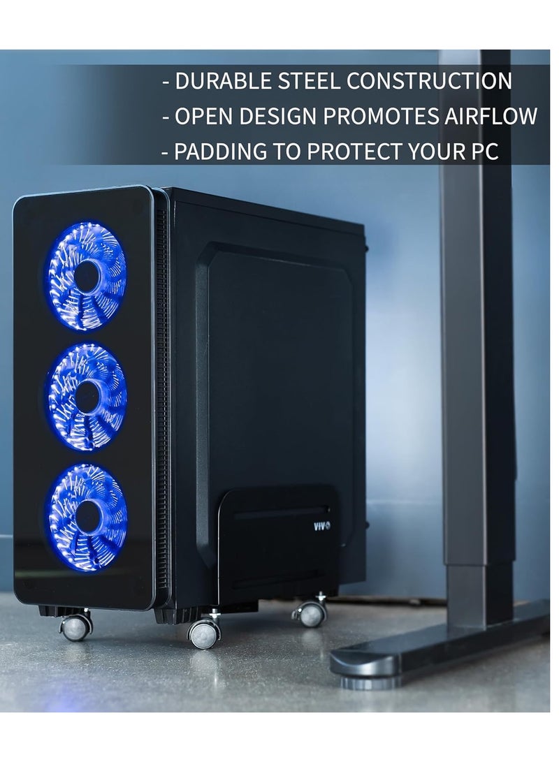 NEWSTAR Mobile CPU Stand – Adjustable Tower Holder 4.7″-8.2″ Widest ATX Case | Supports up to 10 kg | Matte Black Steel Build | Lockable Rolling Casters (2 of 4) - Image 3