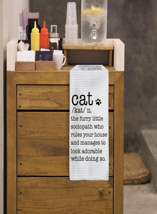 Tzhim Funny Cat Kitchen Towels, Animal Lovers Gifts for Women Hand Towels, Cute Pet Mom Owner Gifts Dish Towels Dishcloth for Kitchen, Cat Definition Bathroom Decor, 16x24in - Image 5