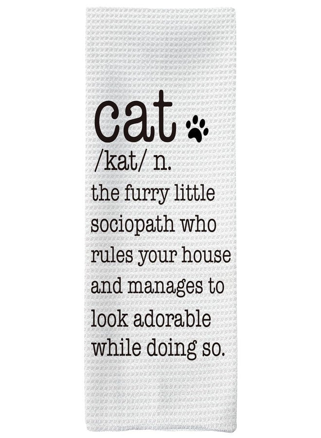 Tzhim Funny Cat Kitchen Towels, Animal Lovers Gifts for Women Hand Towels, Cute Pet Mom Owner Gifts Dish Towels Dishcloth for Kitchen, Cat Definition Bathroom Decor, 16x24in - Image 1