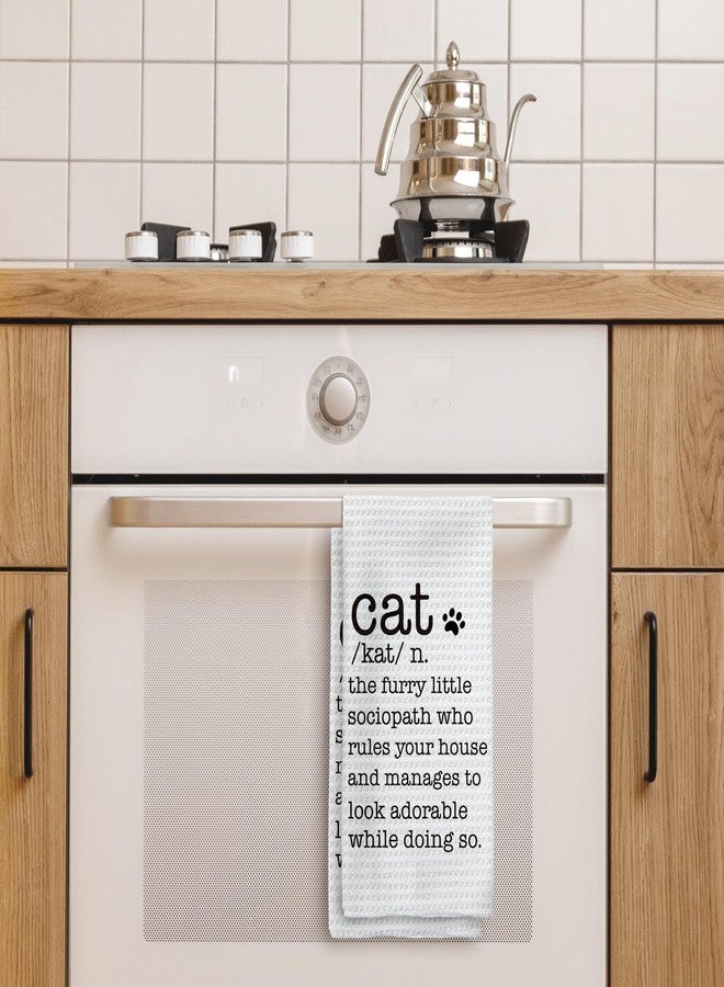 Tzhim Funny Cat Kitchen Towels, Animal Lovers Gifts for Women Hand Towels, Cute Pet Mom Owner Gifts Dish Towels Dishcloth for Kitchen, Cat Definition Bathroom Decor, 16x24in - Image 3