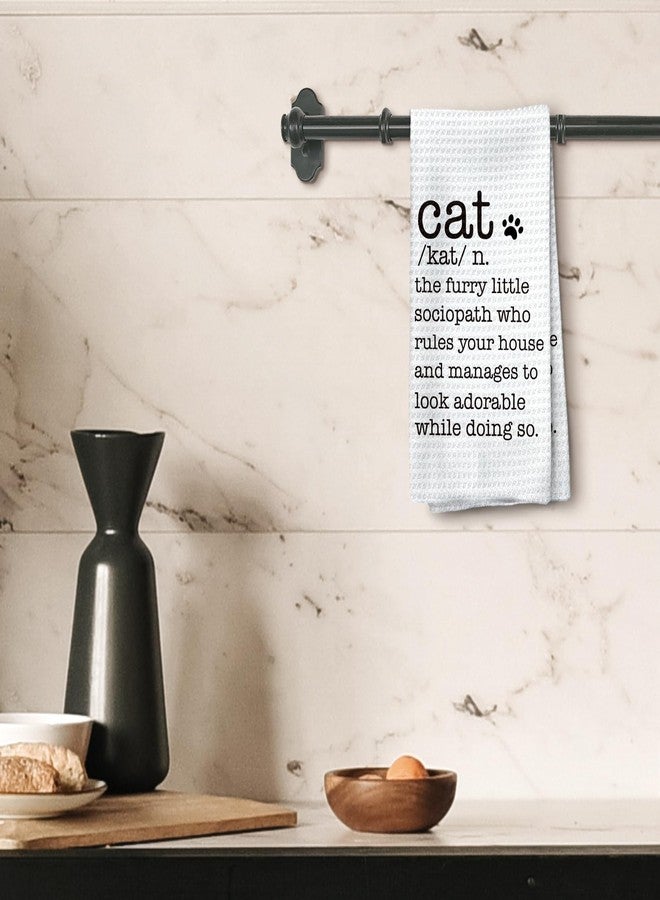 Tzhim Funny Cat Kitchen Towels, Animal Lovers Gifts for Women Hand Towels, Cute Pet Mom Owner Gifts Dish Towels Dishcloth for Kitchen, Cat Definition Bathroom Decor, 16x24in - Image 4