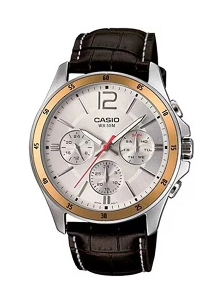CASIO ساعة كاسيو للرجال - MTP-1374L-7AVDF بقرص فضي، حزام أسود - Image 1
