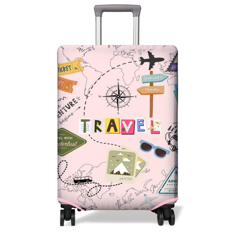 PtRug Travel Luggage Cover Suitcase Protector Fits 1832 Inch Wheel Covers PatternedTravel Related Items Flower Luggage Protector Elastic L - Image 2