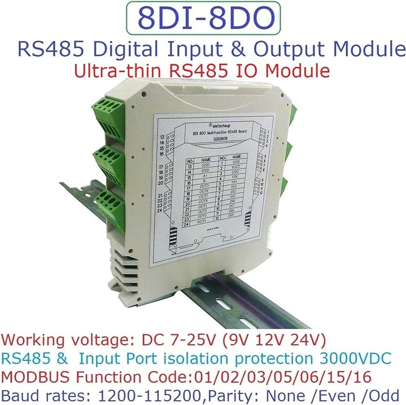 SGIOB08 RS485 MODBUS RTU 8DI 8DO Isolated Digital IO Module for PLC Relay Industrial Equipment - Image 3