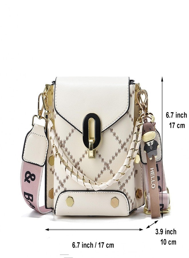 Xiaoyu Small Crossbody Bags for Women Fashion Cell Phone Purse Shoulder Handbags with Wide Strap (Beige) - Image 3