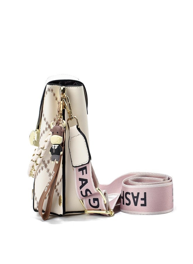 Xiaoyu Small Crossbody Bags for Women Fashion Cell Phone Purse Shoulder Handbags with Wide Strap (Beige) - Image 5