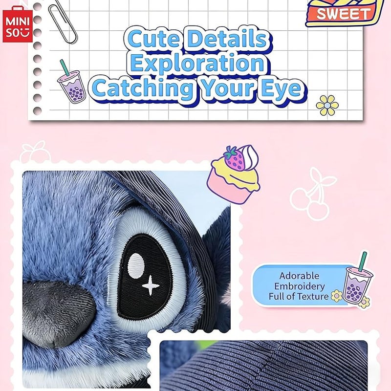 Miniso Disney Stitch Overalls Hoodie Doll Cute Toy Soft Figurine Collectible Ornament Gift (Overalls) - Image 4