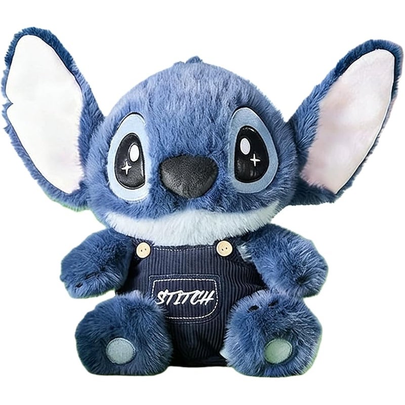 Miniso Disney Stitch Overalls Hoodie Doll Cute Toy Soft Figurine Collectible Ornament Gift (Overalls) - Image 1