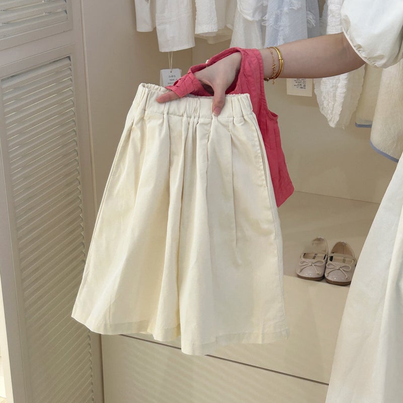 Cream Set 2024 Summer New Elegant Childrens Vest Wide Leg Pants Two-Piece Western Style Girls Clothes Apricot Wide Leg Pants