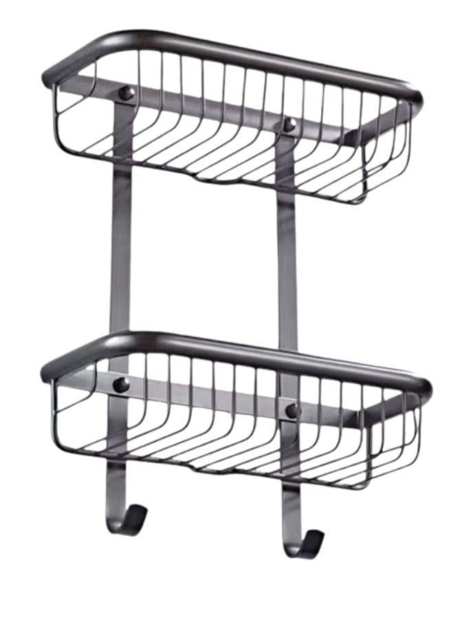 Black Stainless Steel Two-Tier Bathroom Shelf 